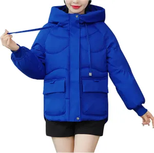 XUNRYAN Women Winter Warm Down Coat Quilted Lightweight Puffer Jackets Hooded Warm Thicken Anoraks Parkas Outwear Clothes