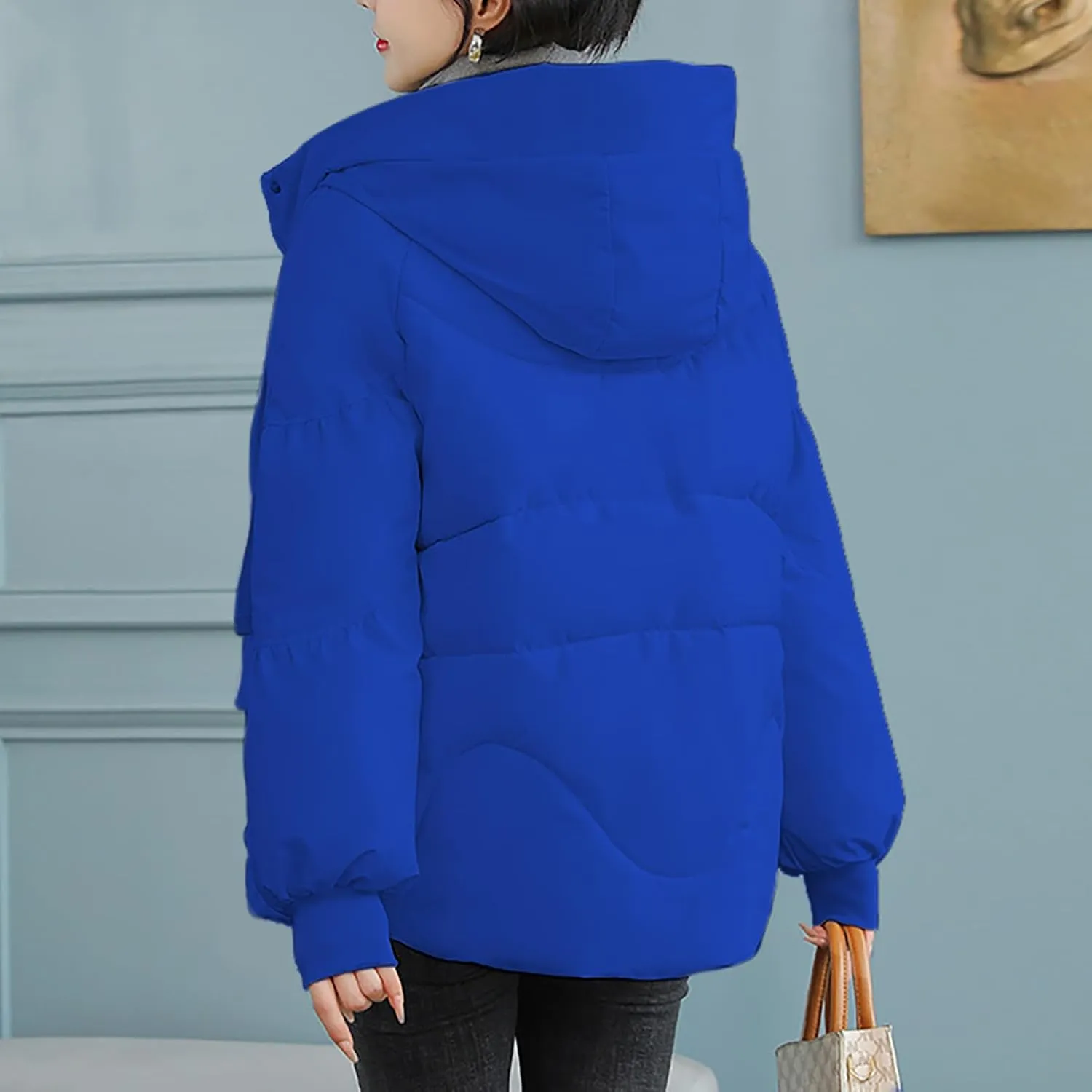 XUNRYAN Women Winter Warm Down Coat Quilted Lightweight Puffer Jackets Hooded Warm Thicken Anoraks Parkas Outwear Clothes