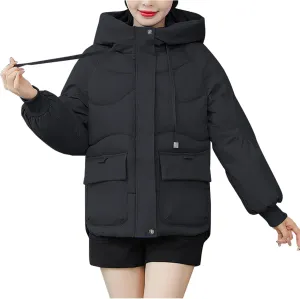 XUNRYAN Women Winter Warm Down Coat Quilted Lightweight Puffer Jackets Hooded Warm Thicken Anoraks Parkas Outwear Clothes